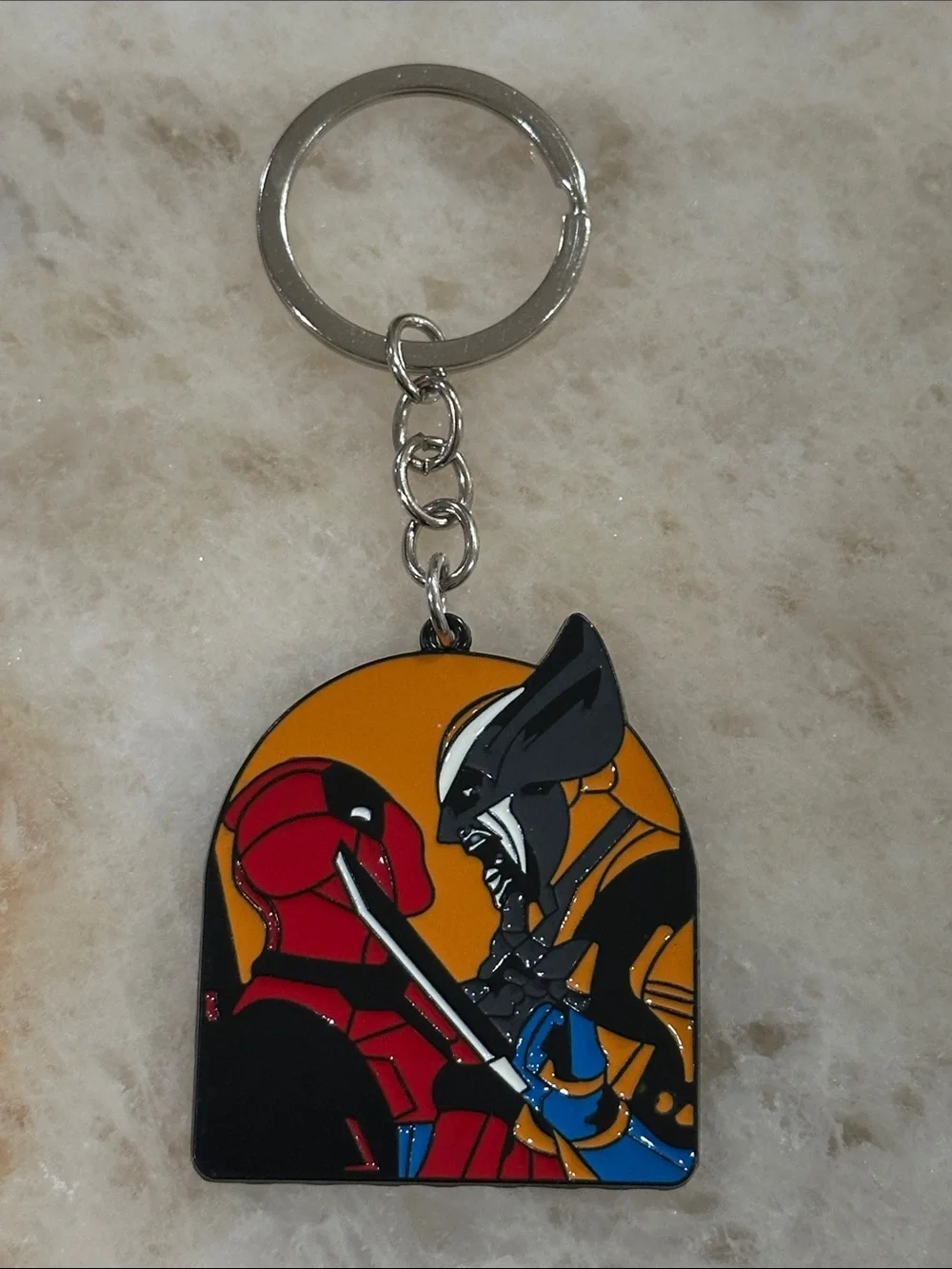 Wolverine vs Deadpool Enamel Keychain - Black, Red, Yellow